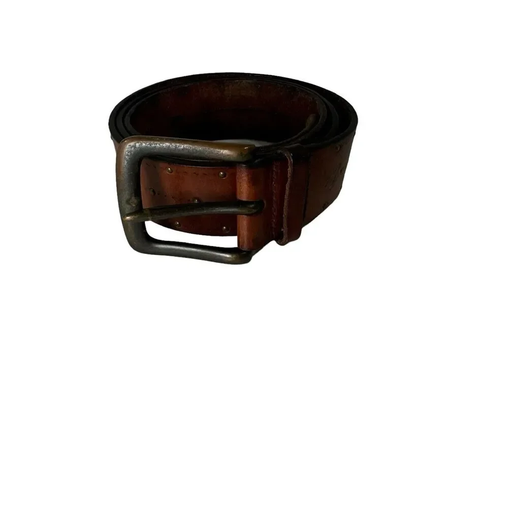 American Eagle Outfitters mens studded brown leather belt size small- Y2K
